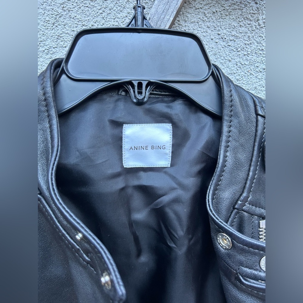 Anine Bing Bowie Leather Biker Jacket in Black - Picture 8 of 16